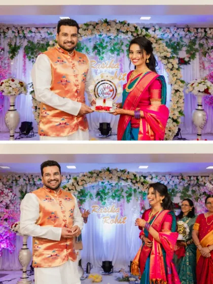 The couple proudly displaying the engagement ring box, followed by a candid shot of their happy reaction. A great way to tell the story of the moment.