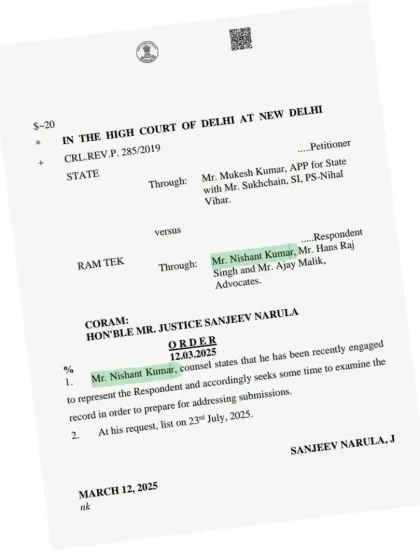 Taking on a Culpable Homicide case in the High Court of Delhi. This document marks a key moment in a serious fight, where I am defending my client against grave charges.