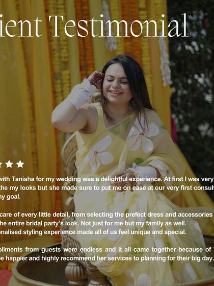 A glowing testimonial from my lovely bride, Tusharika. Knowing I could make her and her family feel special and stress-free during the process is the best reward.