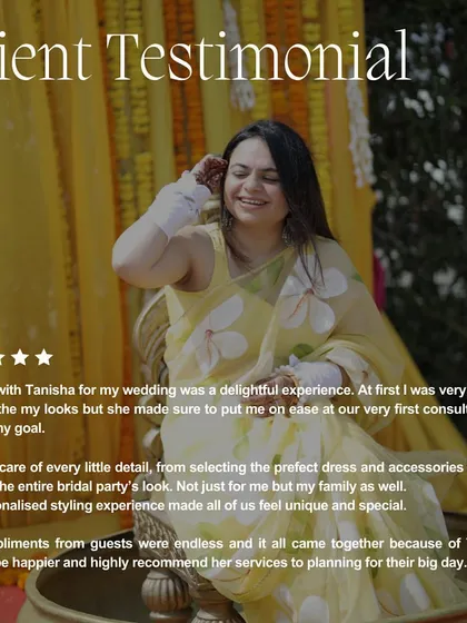 A glowing testimonial from my lovely bride, Tusharika. Knowing I could make her and her family feel special and stress-free during the process is the best reward.