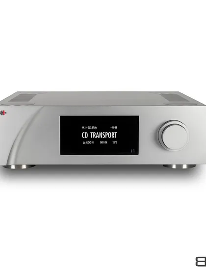 A frontal view of the CH Precision I1, showcasing its minimalist design and precision-machined chassis. This is an amplifier built not just for incredible sound, but for a lifetime of ownership.
