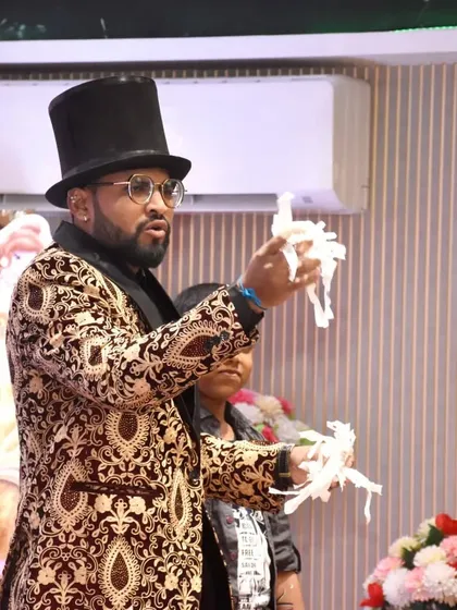 A classic paper tearing trick. What starts as a torn piece of paper is magically restored, but not without some comedy along the way.