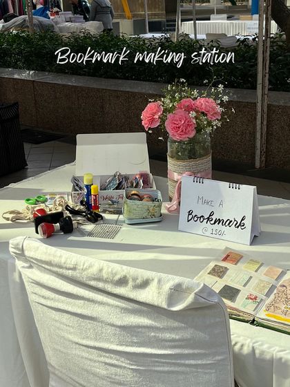 Setting up my pop-up store is always so much fun. I love creating little "korners" that make the space feel special, like the bookmark-making station and the sticker display.