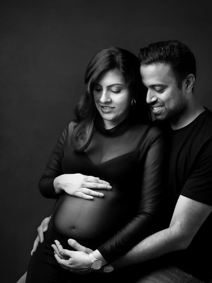 Another tender moment between this couple, where the black and white format allows their emotional connection to shine.