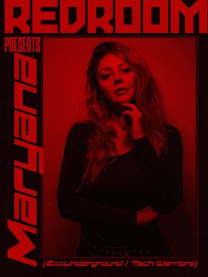 The official poster for my "REDROOM" event in Indore, using a dramatic red-tinted portrait.