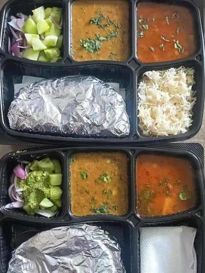 An example of a customized thali order. The customer requested a specific dal and sabzi combination, which I was happy to prepare for them.