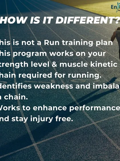 My running program is not a generic training plan. It works on your specific strength level and the muscle kinetic chain required for running, identifying weaknesses to enhance performance.