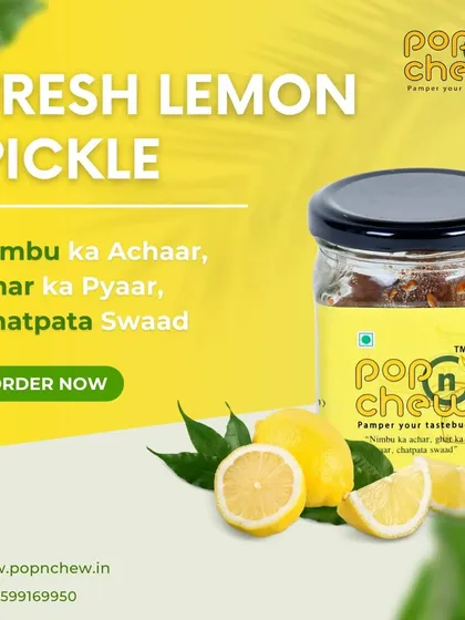 "Nimbu ka Achaar, Ghar ka Pyaar, Chatpata Swaad." Our fresh lemon pickle is now available in a convenient 150gm jar, packing a big punch of tangy goodness in a compact size.