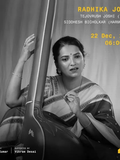 Poster for an early morning concert at G5A Mumbai, accompanying the very soulful vocalist Radhika Joshi.