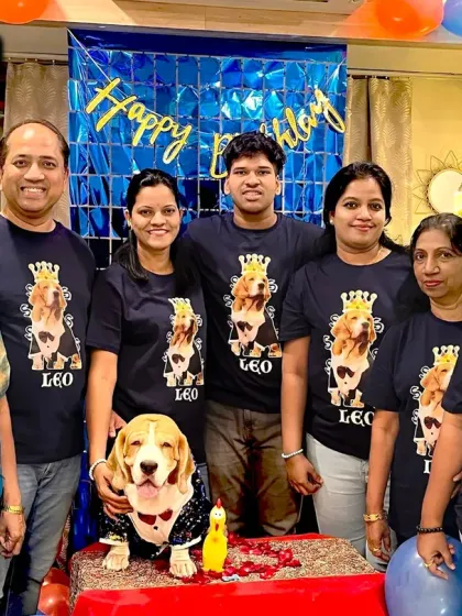 Celebrate every member of the family, including the furry ones. This family celebrated their dog Leo's birthday in style with custom matching t-shirts featuring their pawsome birthday boy.