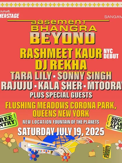 The main lineup poster for Basement Bhangra Beyond. This is the centerpiece of the event's promotional campaign, designed to showcase the incredible range of talent.