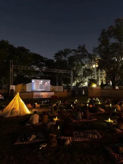 Our iconic SCC Republic venue in Pune, where it all began. This sprawling lawn has hosted countless movie nights since 2018, creating a community of film lovers under the stars.