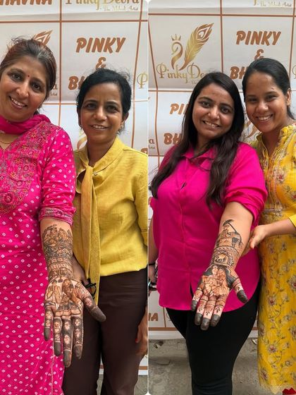 More proud students with their completed mehndi designs. Their improvement from the start of the course to the end is always our biggest reward.