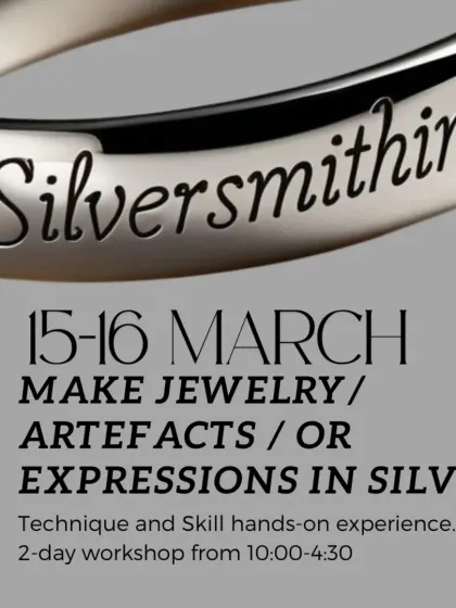 Make your own jewelry, artifacts, or expressions in silver. This graphic highlights the creative possibilities in our hands-on, two-day silversmithing course.