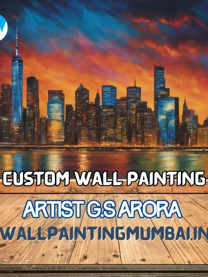 This is a design concept for a custom New York City skyline mural. I can create artwork based on any city in the world, capturing its unique energy and architecture to bring a global feel to your office or home.