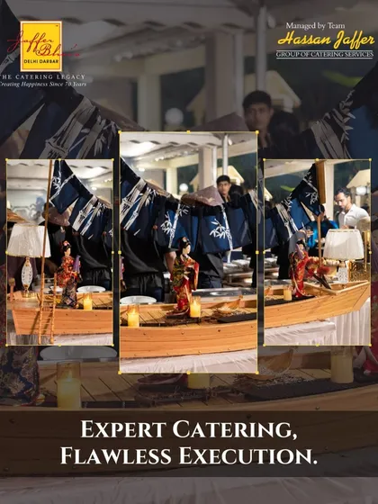 Expert catering and flawless execution are our promises. This unique sushi boat display demonstrates our creative approach to food presentation, tailored to an Asian-themed event.
