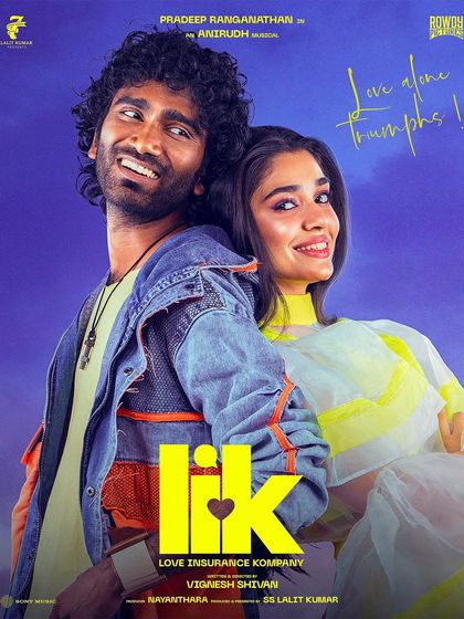 A closer look at the character styling for the movie *LIK*. I designed Krithi Shetty's modern outfit with a yellow high neck top and a sheer overlay, and a casual, layered denim jacket look for Pradeep Ranganathan.