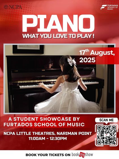 The official poster for our student showcase at the prestigious NCPA Little Theatre in Mumbai. Performing at such a renowned venue is an incredible opportunity and a milestone for our young pianists.