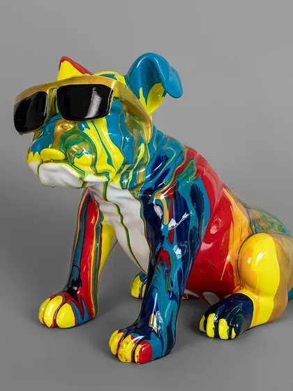 For those who love a bit of fun, I present this quirky bulldog sculpture. Finished with a vibrant, multi-color paint drip effect and cool sunglasses, this pop art piece adds a playful and bold personality to shelves, desks, or any corner that needs a smile.