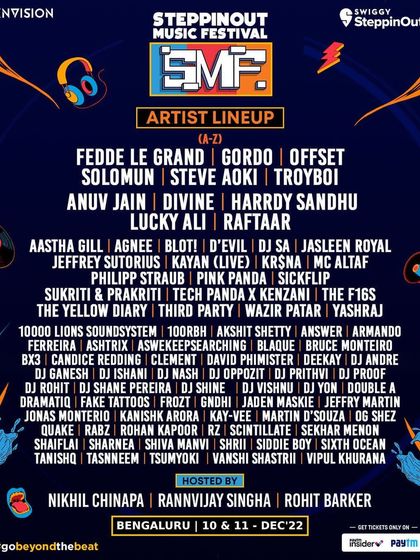 Here is the full artist lineup for the SteppinOut Music Festival. You can find my name among a huge list of incredible artists, showcasing the scale of this multi-day, multi-genre event.