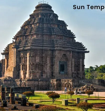The Konark Sun Temple in Odisha is a magnificent chariot for the sun god, Surya. Its intricate stone carvings and grand design are a marvel of ancient Indian artistry and engineering.