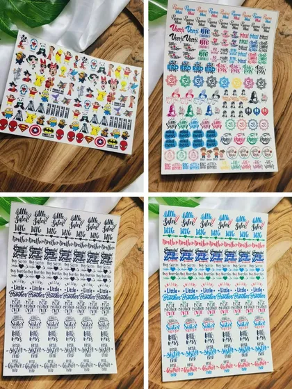 Get ready for Raksha Bandhan with our special sticker sheets. Featuring designs for brothers and sisters, these stickers are perfect for personalizing handmade resin rakhis and gifts.