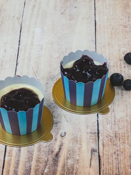 These mini blueberry cheesecake cups are perfect for dessert tables and parties. They are easy to serve and offer a perfect bite-sized treat.