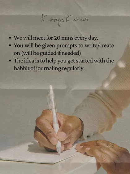 Here's how the journaling bootcamp works: we meet for 20 minutes daily with guided prompts to help you start a regular journaling habit.