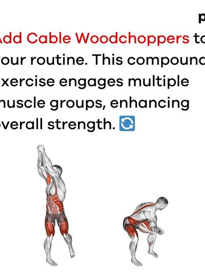A carousel designed for those with a lean, medium-sized frame who struggle with muscle gain. It covers secrets like using full range of motion, failure-based reps, and compound exercises like cable woodchoppers to enhance strength.