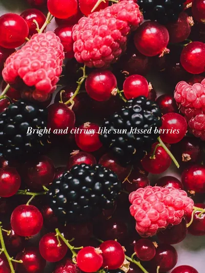 Bright and citrusy like sun-kissed berries. This image highlights the vibrant, juicy notes of blackberry and currant that I use in some of my most refreshing and uplifting fragrances.