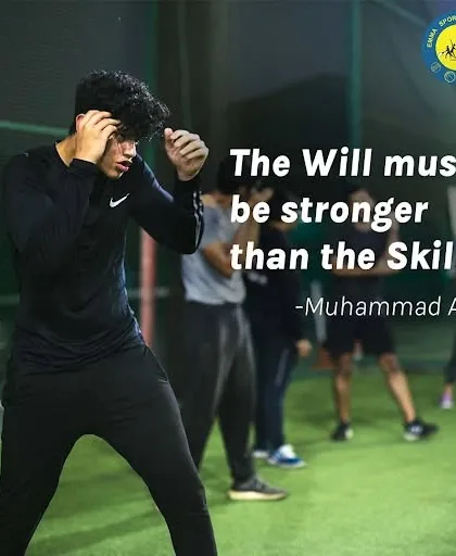 We live by the words of legends like Muhammad Ali. This image of an athlete practicing shadow boxing embodies our belief that a strong will is the foundation of every great fighter.
