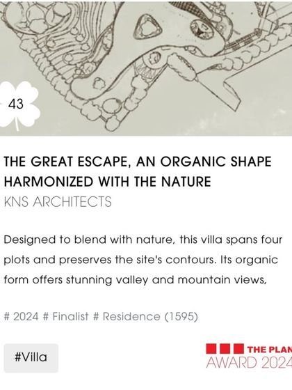 We are pleased to announce that our project 'The Great Escape' was selected as a Finalist for The Plan Awards in the Future Villa category.