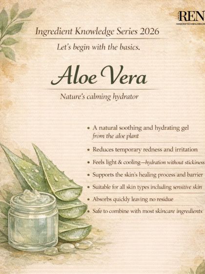 Kicking off my Ingredient Knowledge Series with Aloe Vera. It's more than just a cooling gel; it's a calming hydrator that supports the skin's healing process and is suitable for all skin types.