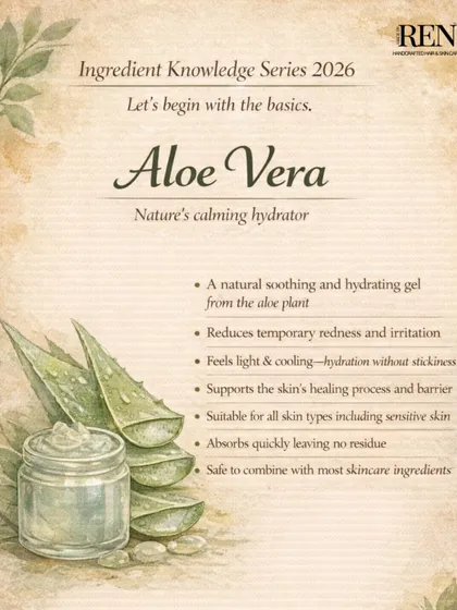 Kicking off my Ingredient Knowledge Series with Aloe Vera. It's more than just a cooling gel; it's a calming hydrator that supports the skin's healing process and is suitable for all skin types.
