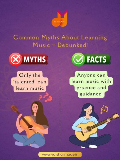 This graphic debunks the common myth that only "talented" people can learn music. The fact is, anyone can learn with practice and the right guidance.