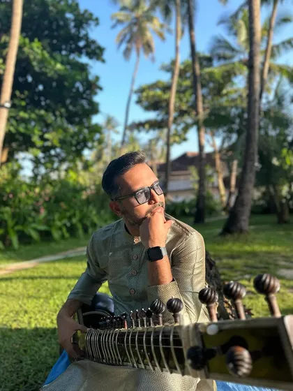 A moment of quiet reflection with my sitar in nature. Sometimes, the best way to tune in is to listen to the symphony of the world around you.
