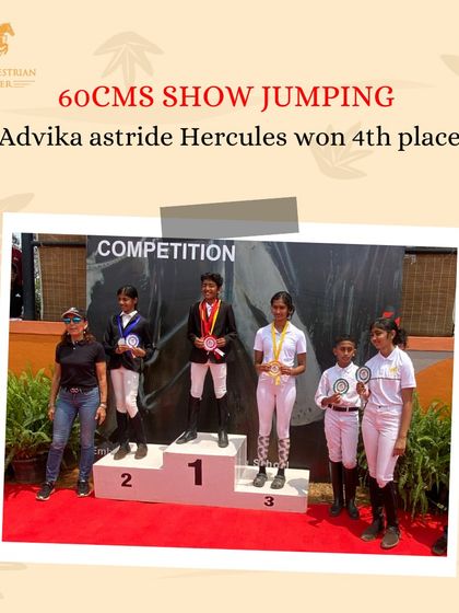 Advika and Hercules secured a strong fourth place in the 60cms show jumping category. Every placement is a step forward in a rider's competitive journey.