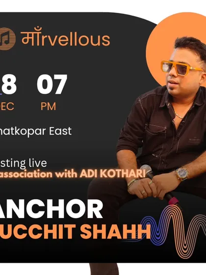 Hosting live in Ghatkopar. The simple, modern design of this poster appeals to a contemporary audience looking for a professional host.