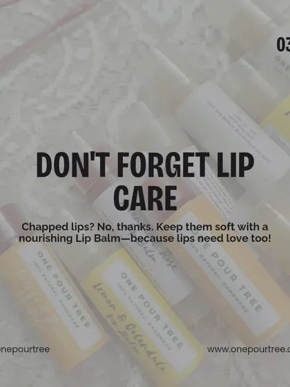 A collection of my natural lip balms. An essential part of any winter skincare routine for men and women to prevent chapped lips.