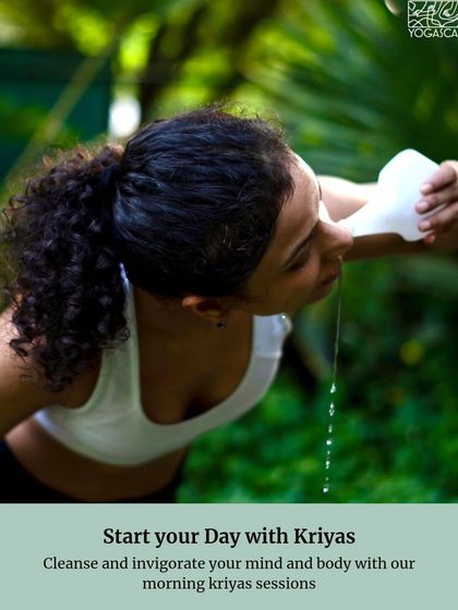 Start your day with Kriyas. These traditional yogic cleansing techniques, like Jala Neti shown here, help to invigorate the mind and body for the day ahead.