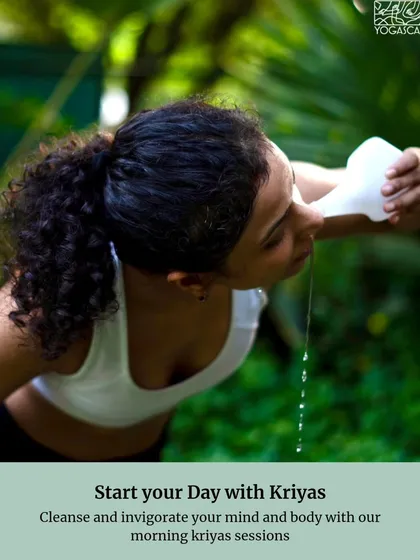 Start your day with Kriyas. These traditional yogic cleansing techniques, like Jala Neti shown here, help to invigorate the mind and body for the day ahead.