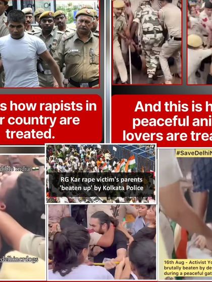 This is the state of our country. Rapists are treated with care while peaceful animal lovers are beaten by police. If you think this is okay, you are part of the problem.