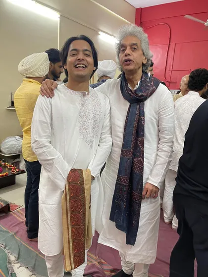 With the master of Shivamani ji. The energy and blessings from these senior artists are invaluable.