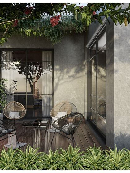 This rendering for Ramdulari Towers shows a private terrace designed as a green sanctuary in the sky. We believe vertical living should not mean detachment from nature, so we integrate generous balconies and planters into our high-rise designs.