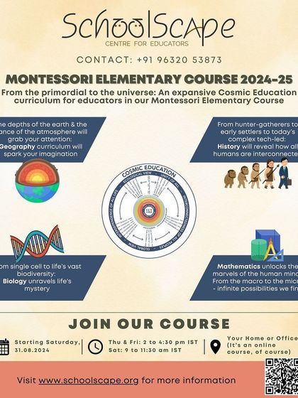 Our Cosmic Education curriculum for the Elementary course covers geography, history, biology, and mathematics, revealing the interconnectedness of all things.