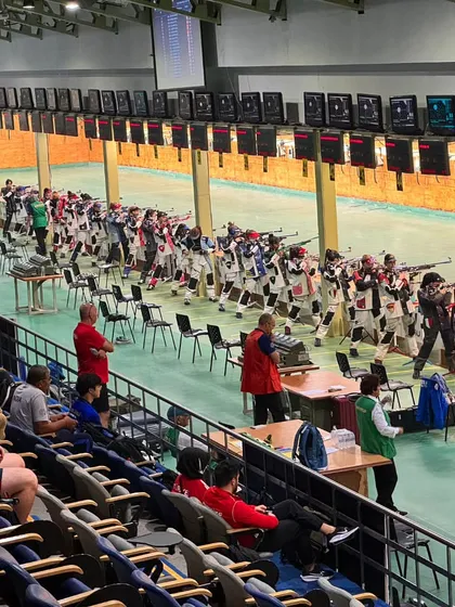 A view from the stands of the 10M Air Rifle Women's qualification. We ensure a comfortable and engaging experience for spectators, coaches, and officials.