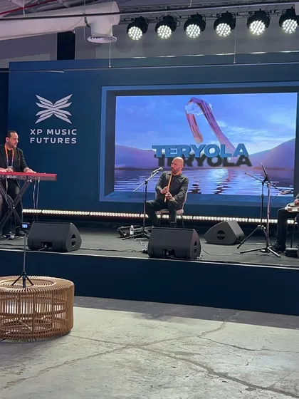 A live musical performance at the conference in Riyadh. My work abroad involves both DJing and curating, as well as identifying new and interesting talent.