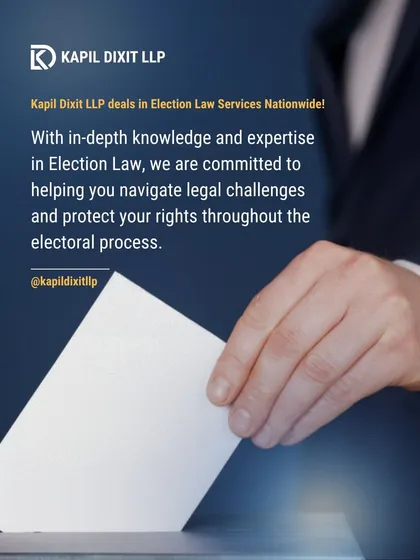 My firm offers comprehensive election law services throughout India. We focus on electoral compliance advisory and litigation, helping candidates and political parties navigate the legal complexities of the entire electoral process, from filing nominations to challenging results.