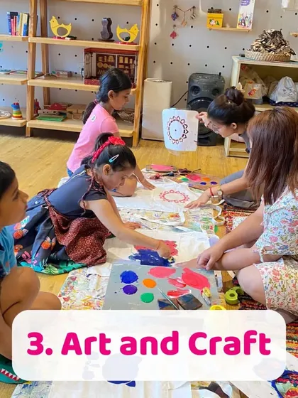 An after-school art and craft session in full swing. I provide a creative outlet for kids to unwind and express themselves after a structured school day.