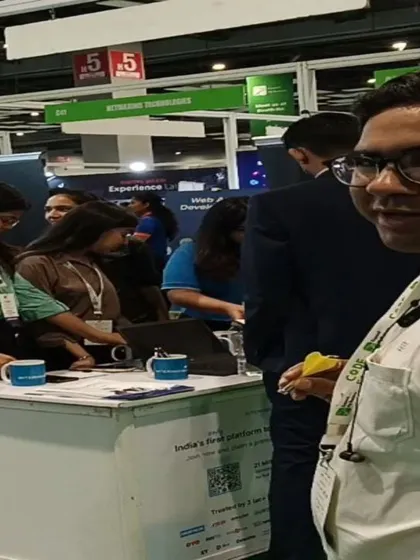 A candid shot from the convention floor, where my team and I were exploring different booths. It's a great environment for learning about new web development frameworks and SEO techniques.